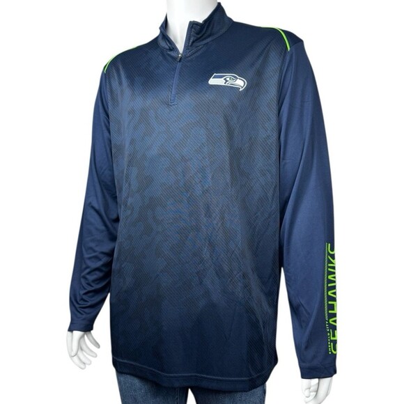 Seattle Seahawks Mens X-Large Pullover Blue Camo Emerald City NFL Team Apparel - Picture 2 of 9